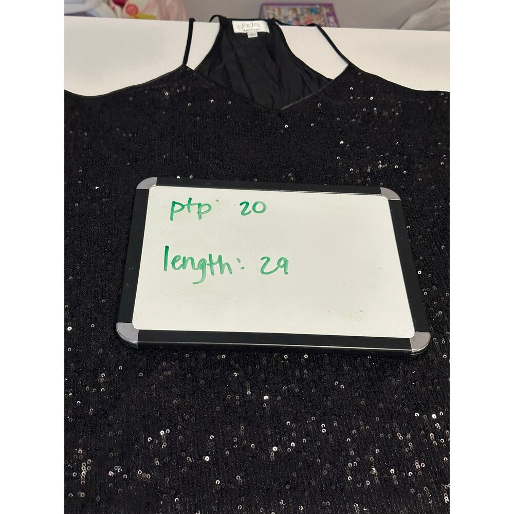 EUC Johnny Was Black Jade Fiona Sequin Cami Top Sz Large w/Necklace Silk Nylon - Picture 8 of 8